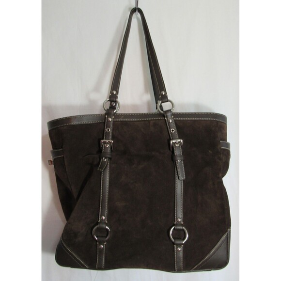 Coach Brown Bridle Bit Suede Leather Handbag Purse EUC - Picture 4 of 9